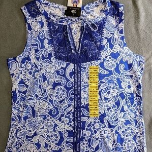 NWT Rafaella women's sleeveless‎ blue top blue size medium